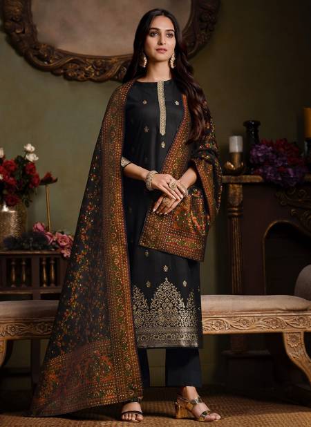 Black Colour Latest Exclusive Wear Jacquard silk with Swarovski work Salwar Suit Collection 4724